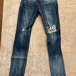 Ksubi Men's Dark Blue Skinny Jeans with Distressed Details